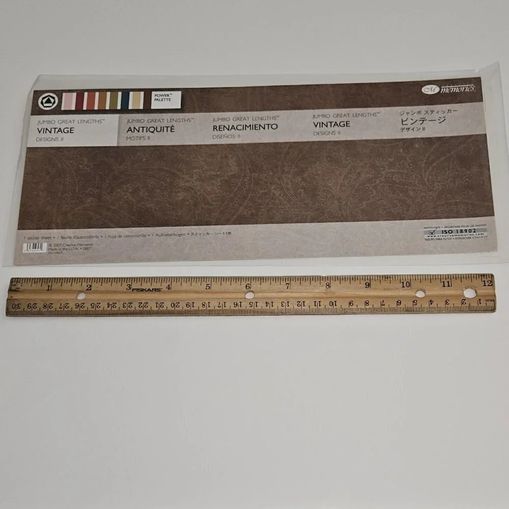 NEW Creative Memories Jumbo Great Lengths 1 Sticker Sheet Vintage Designs II